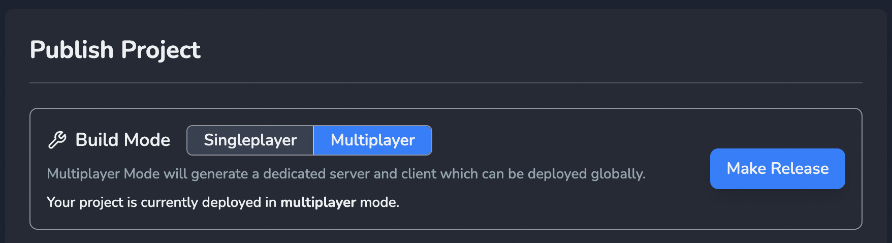 Use this setting on your project's page to publish globally in one click
